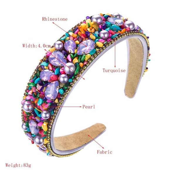 Ladies Green Rhinestone Headband Jewelry Party Accessories One Size main image 4